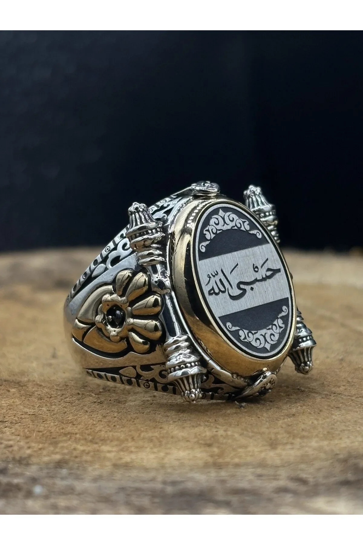 Erkek Gümüş Yüzük Arapça Hiç Yazılı 925 Ayar