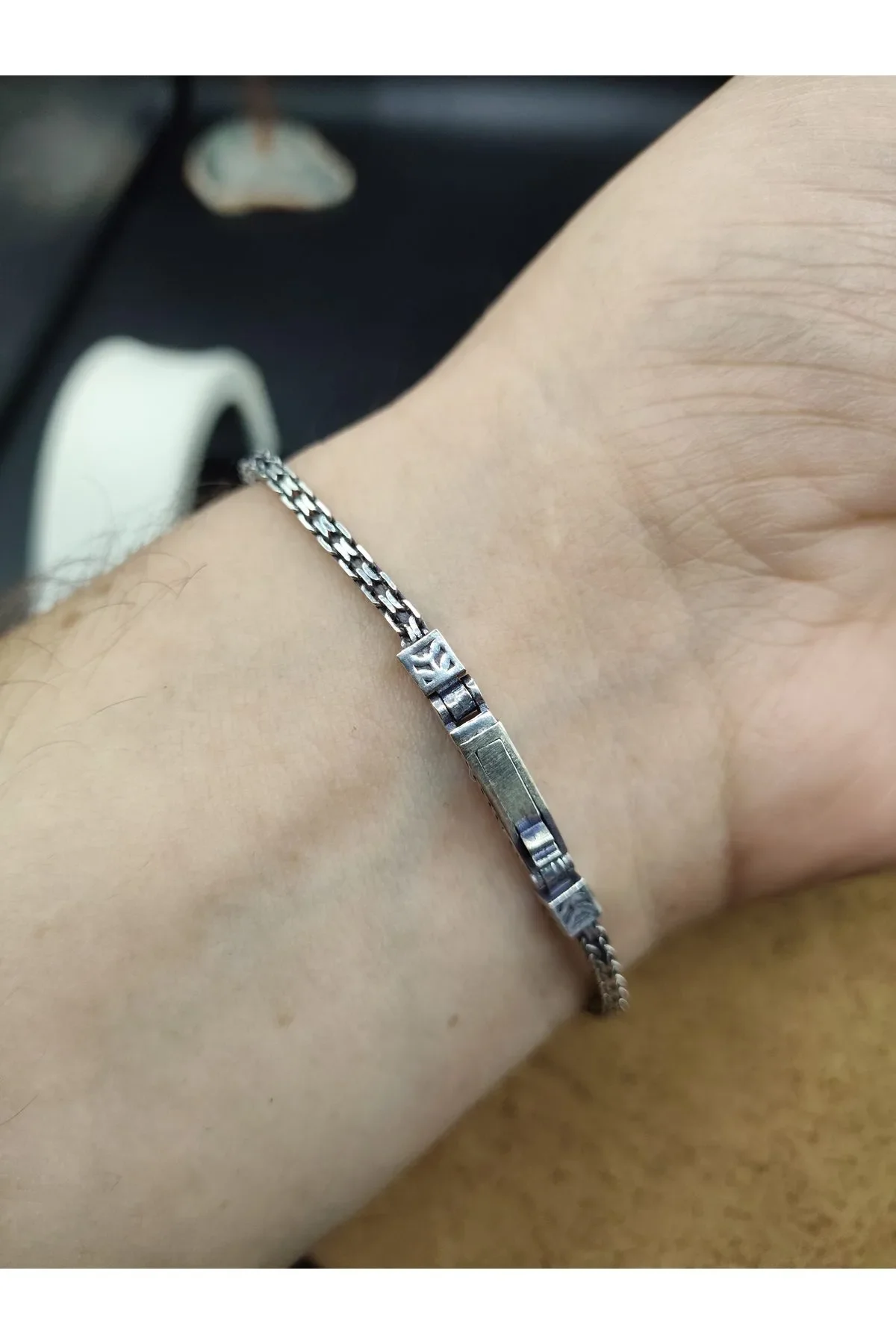 925 Ayar Gümüş Bileklik Kutu Zincir Model 21 cm 7 Gram