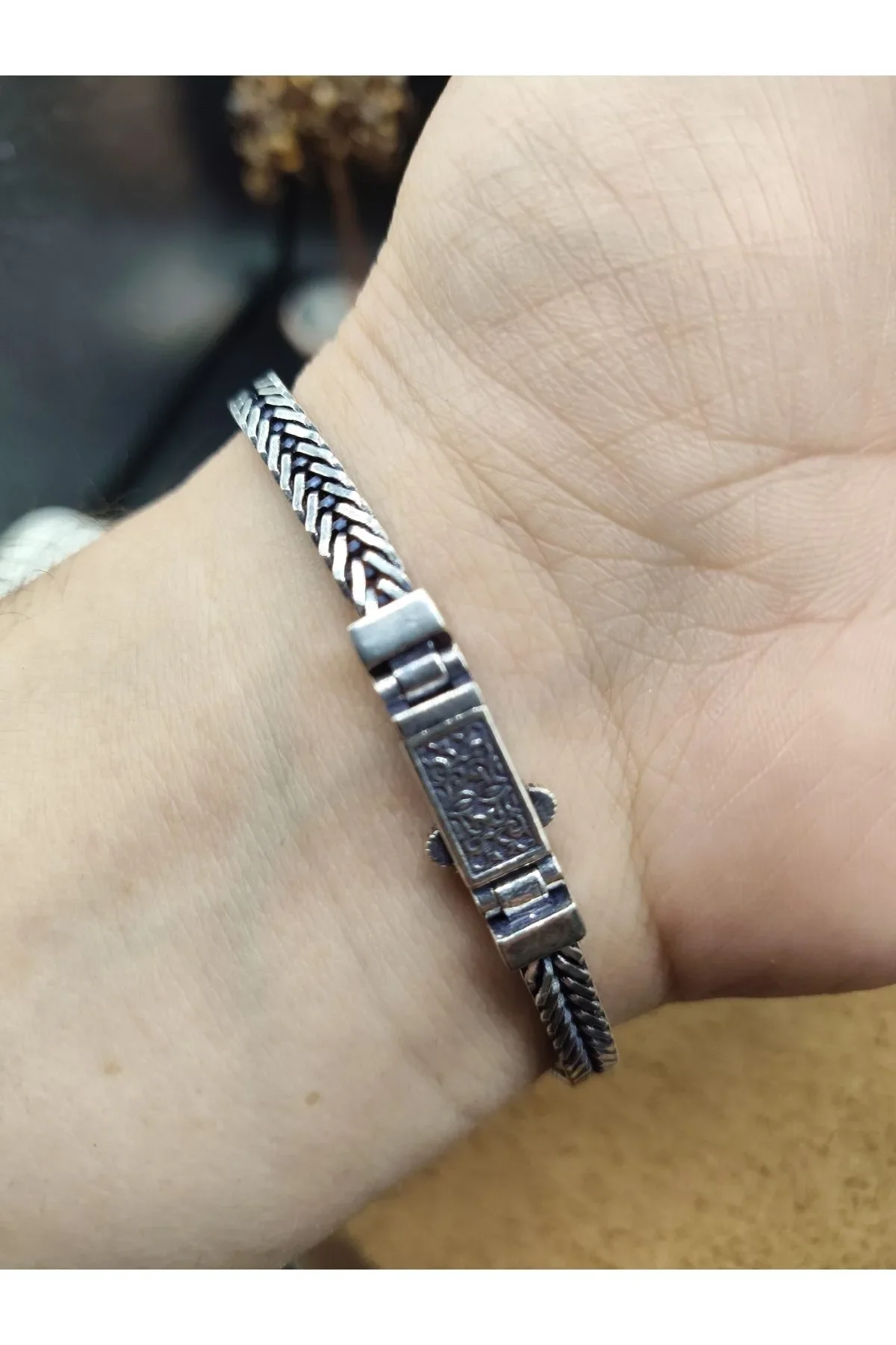 925 Ayar Gümüş Bileklik Balıksırtı Zincir Model Kalın 21 cm 18 Gram