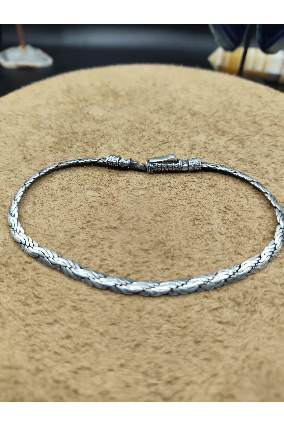 925 Ayar Gümüş Bileklik Dalga Örgü Zincir Model Geniş 21 cm 12 Gram