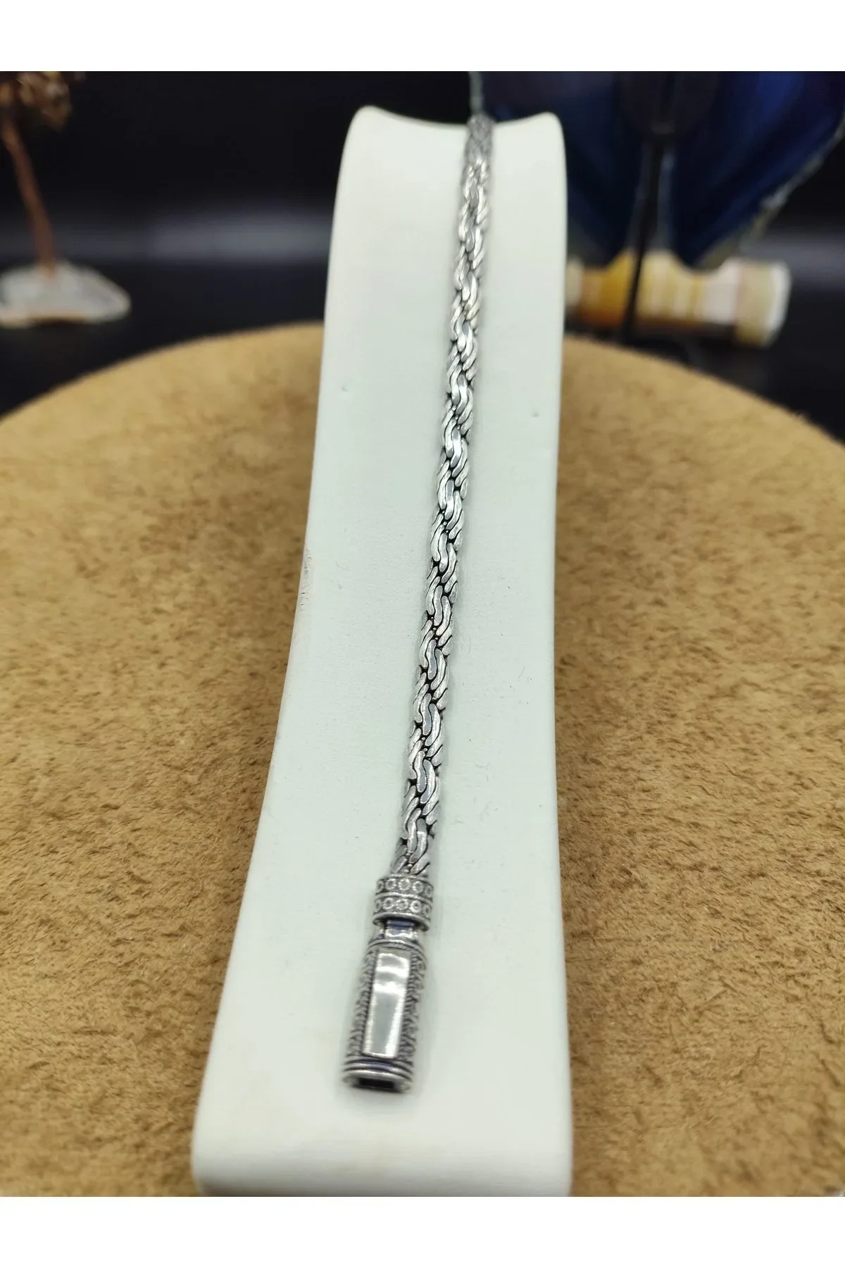 925 Ayar Gümüş Bileklik Dalga Örgü Zincir Model Geniş 21 cm 12 Gram