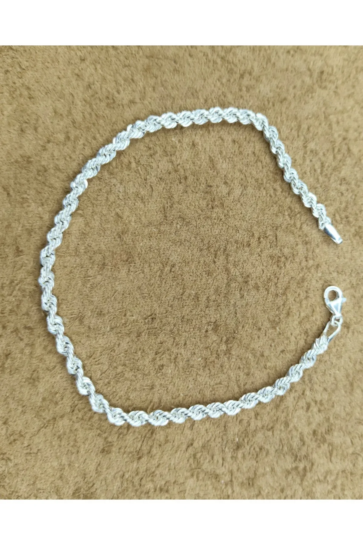 925 Ayar Gümüş Bileklik Halat Zincir Model Parlak 21 cm 3,6 Gram