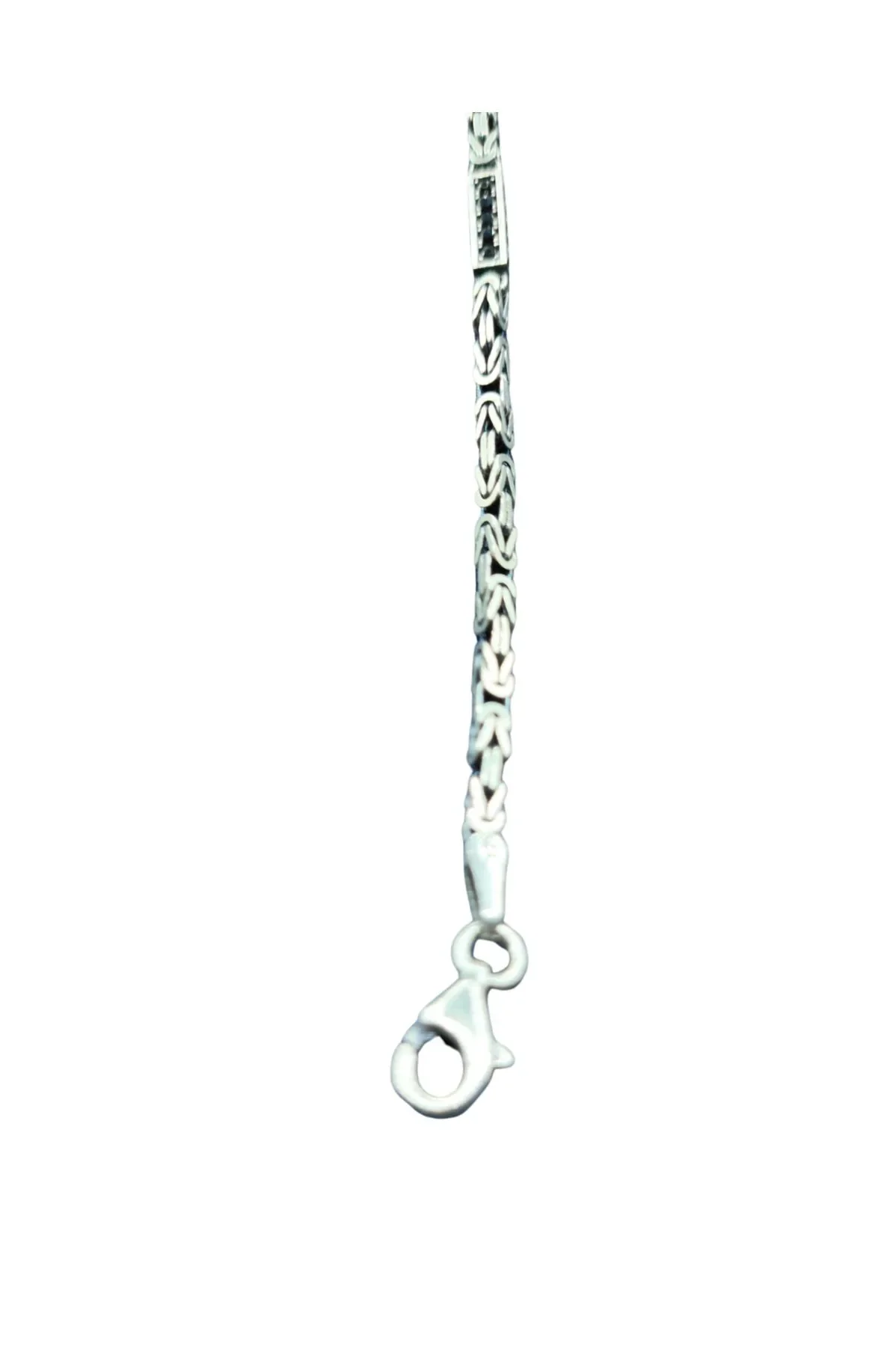 925 Ayar Gümüş Bileklik Kral Zincir Model Siyah Taşlı 21 cm 7,7 Gram