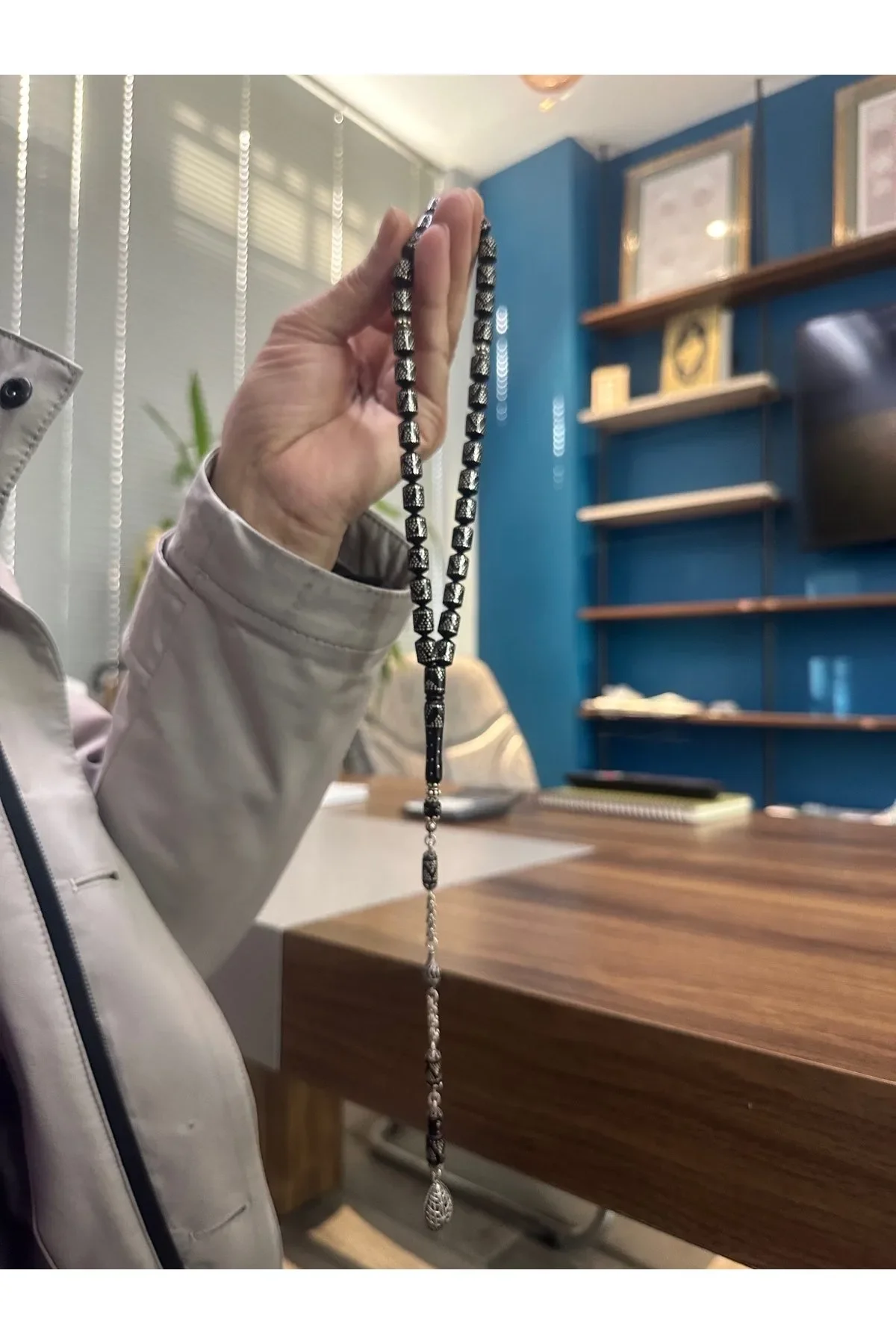 925 Ayar Gümüş Yemen Akik Taşlı Yüzük Doğal Kuka Tesbih İkili Kombin Set