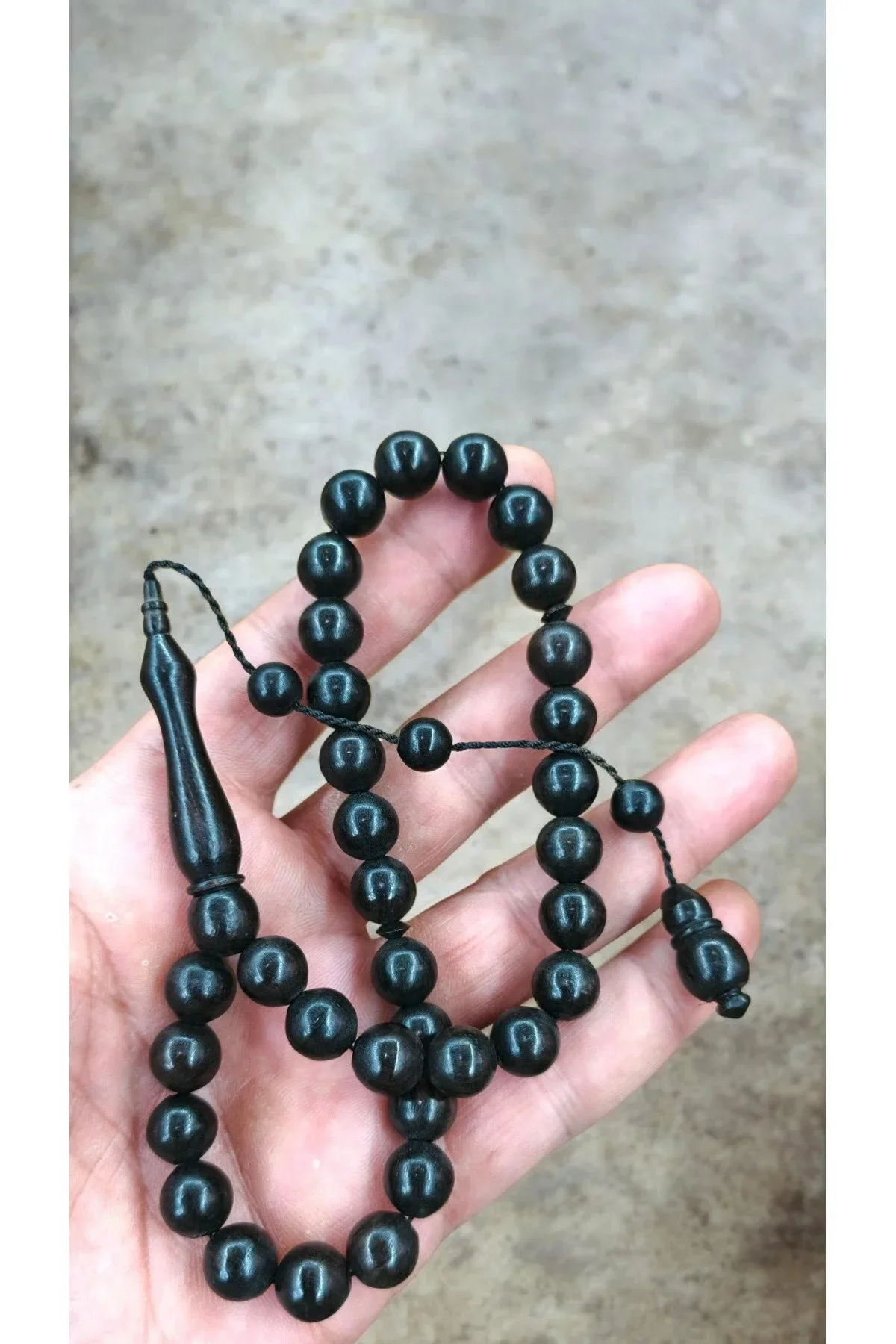 Abanoz Tesbih Küre Kesim Sistemli Model 10x10 mm - 30 cm