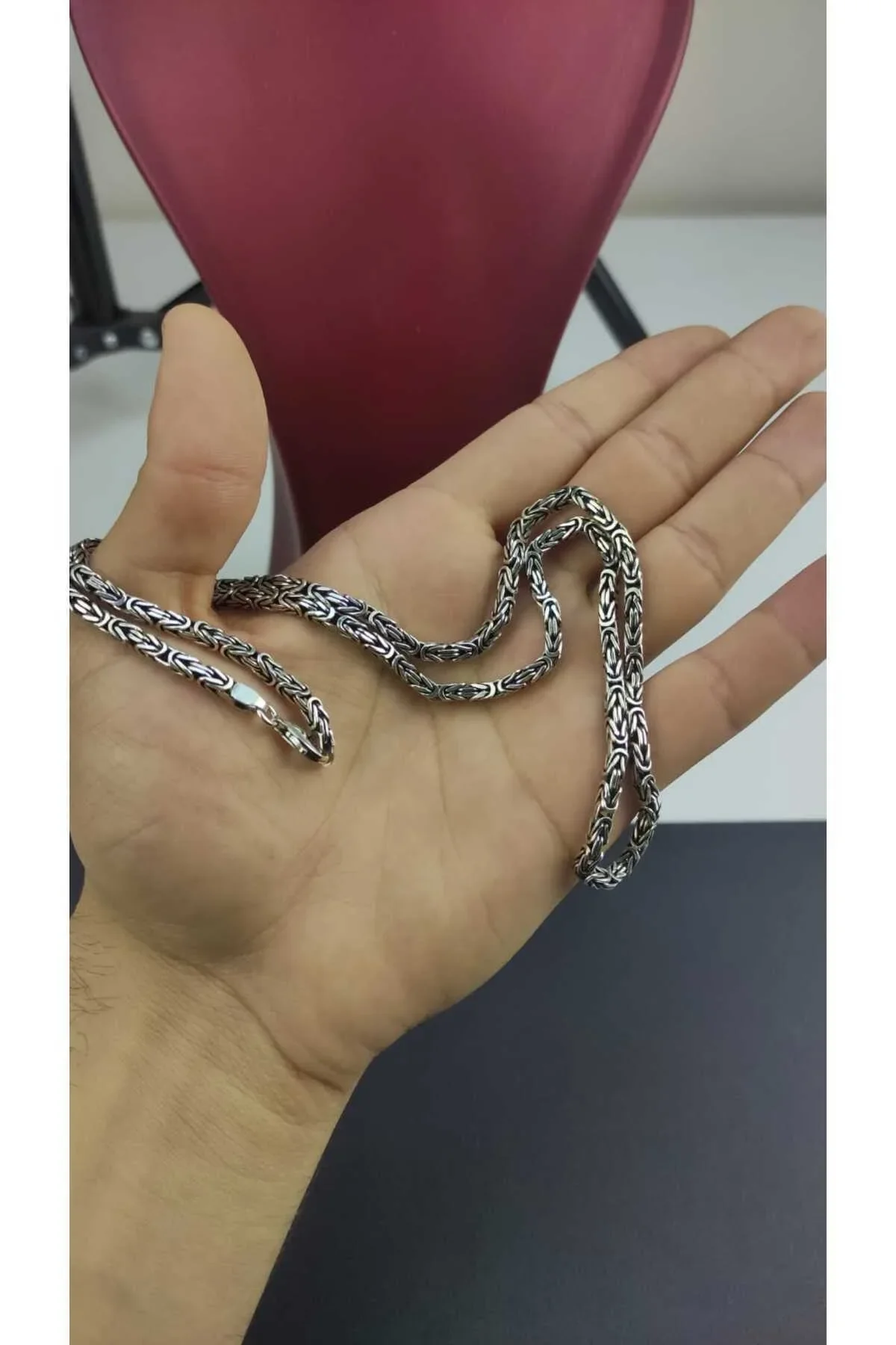 925 Ayar Gümüş Kral Zincir Kolye El İşçiliği