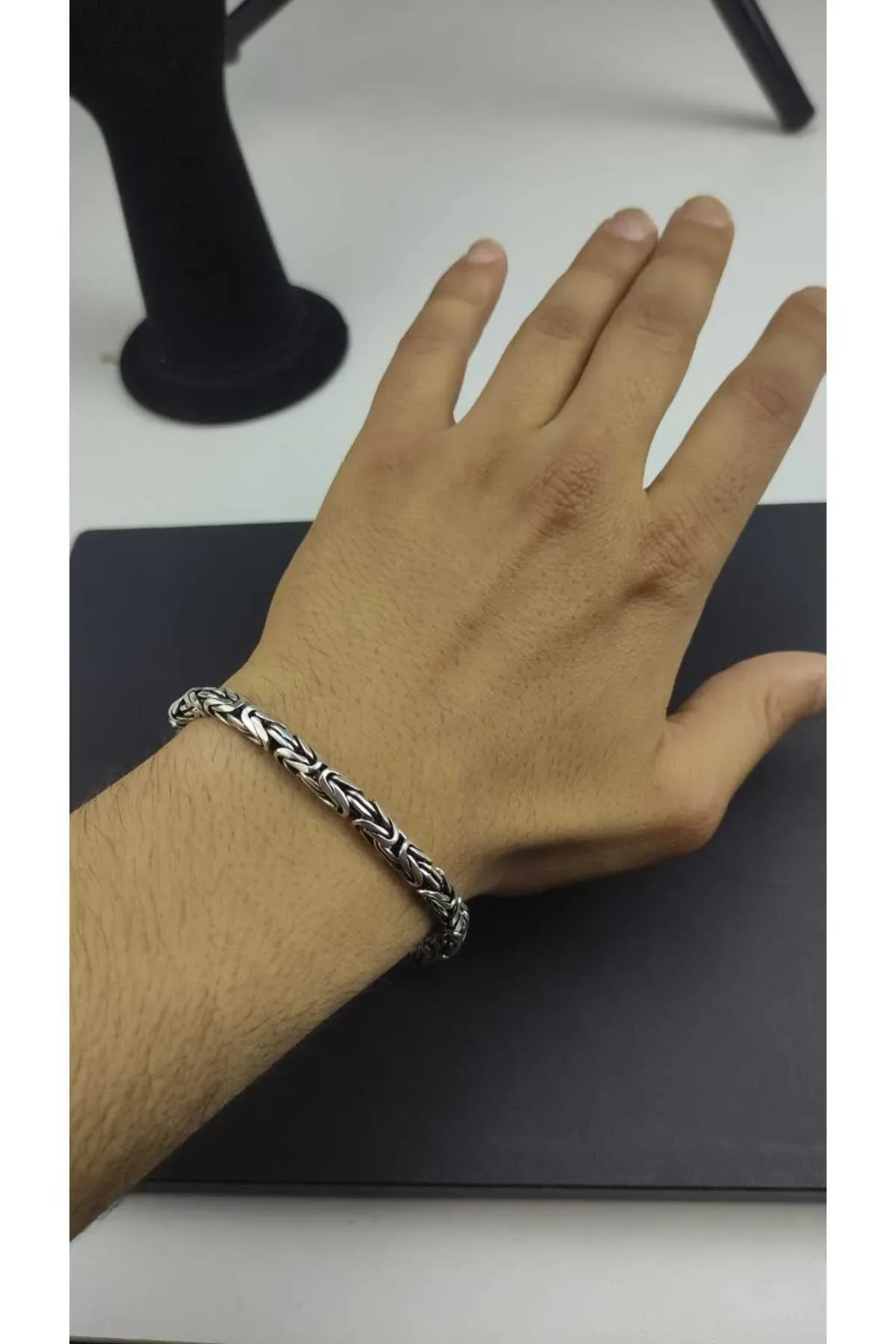 925 Ayar Gümüş Kral Zincir Bileklik El İşçiliği