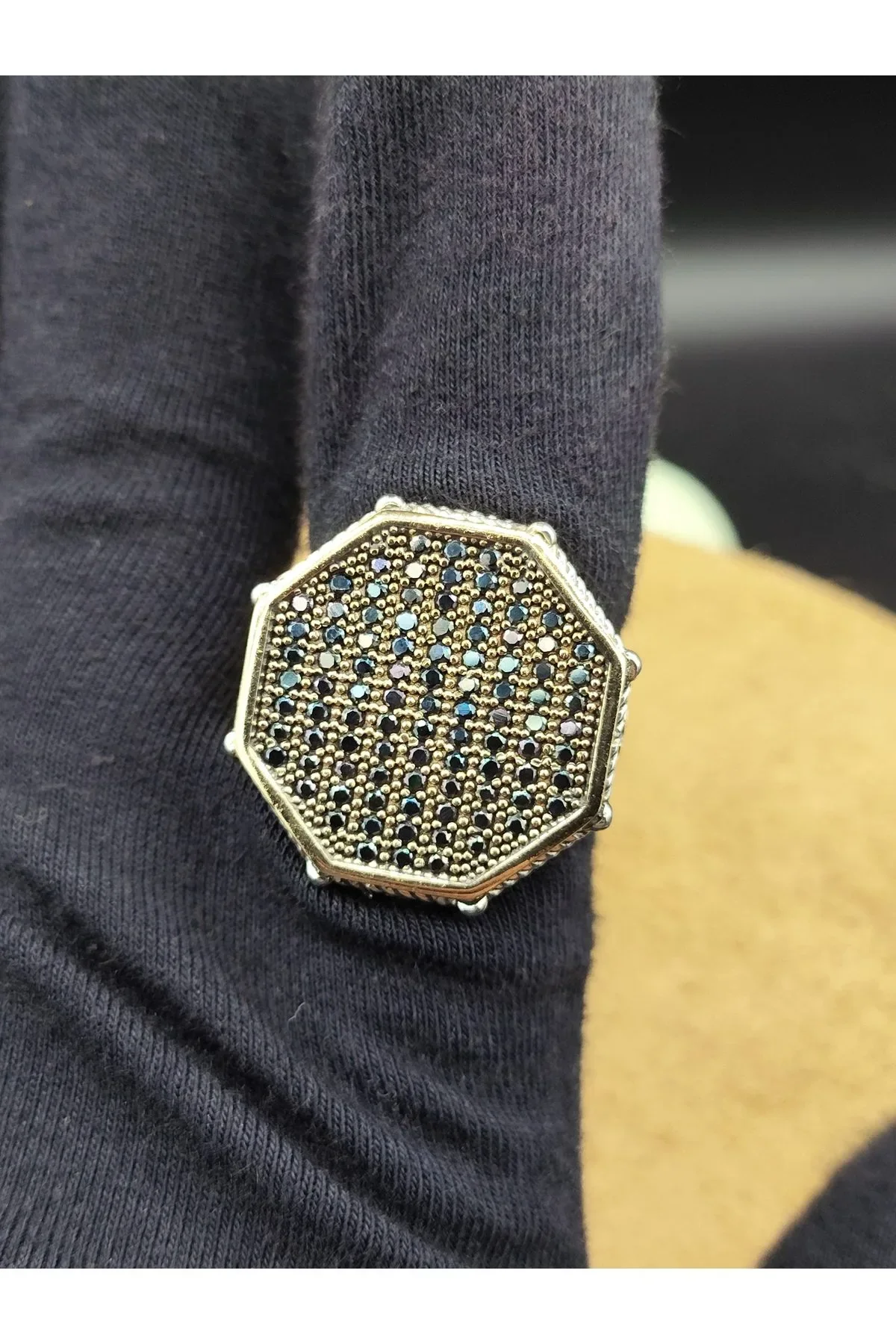925 Ayar Gümüş 18 Gram Siyah Zirkon Taşlı Erkek Yüzük Özel Tasarım