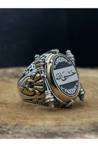 Erkek Gümüş Yüzük Arapça Hiç Yazılı 925 Ayar
