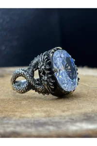 Erkek Gümüş Yüzük Beyaz Zirkon Taşlı 925 Ayar
