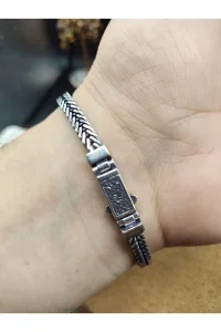 925 Ayar Gümüş Bileklik Balıksırtı Zincir Model Kalın 21 cm 18 Gram