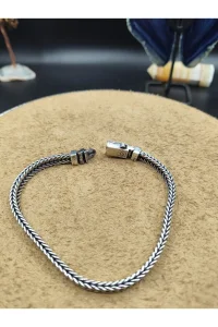 925 Ayar Gümüş Bileklik Balıksırtı Zincir Model Kalın 21 cm 18 Gram