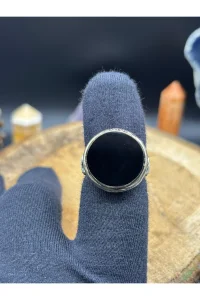 Erkek Gümüş Yüzük Oniks Taşlı 925 Ayar