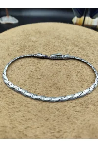 925 Ayar Gümüş Bileklik Dalga Örgü Zincir Model Geniş 21 cm 12 Gram