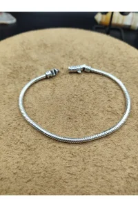925 Ayar Gümüş Bileklik Yılan Zincir Model Yuvarlak 20 cm 14 Gram