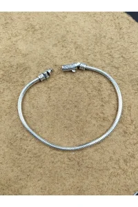 925 Ayar Gümüş Bileklik Yılan Zincir Model Yuvarlak 20 cm 14 Gram