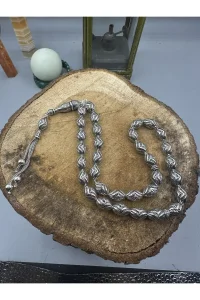 925 Ayar Gümüş Tesbih Arpa Kesim Fizyon Model El İşçiliği