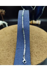 925 Ayar Gümüş Bileklik Kral Zincir Model Yeşil Zirkon Taşlı 21 cm 6,5 Gram
