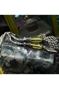El Yapımı Damla Kehribar Tesbih – 38cm, 7mm x 14mm Çap, 925 Ayar Gümüş Püskül 20 Gr