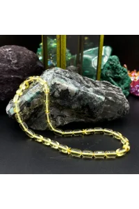 El Yapımı Damla Kehribar Tesbih – 34 cm, 6.5mm Çap, 13.50g Kehribar, 19.29g