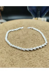 925 Ayar Gümüş Bileklik Halat Zincir Model Parlak 21 cm 3,6 Gram