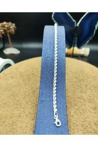 925 Ayar Gümüş Bileklik Halat Zincir Model Parlak 21 cm 3,6 Gram