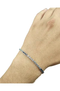 925 Ayar Gümüş Bileklik Kral Zincir Model Siyah Taşlı 21 cm 7,7 Gram