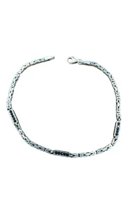 925 Ayar Gümüş Bileklik Kral Zincir Model Siyah Taşlı 21 cm 7,7 Gram