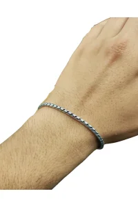 925 Ayar Gümüş Bileklik Erkek Örgü Model Rodyum Kaplama 14,3 Gram