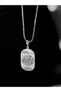 925 Ayar Gümüş Tilki Kuyruğu Zincirli İnşirah Suresi Erkek Kolye Manevi