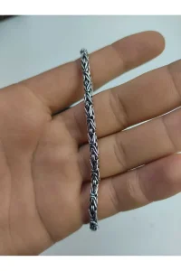 925 Ayar Gümüş Kral Zincir El Yapımı Erkek Bileklik 3.8mm