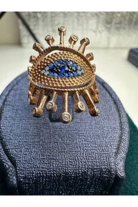 Büyük Kirpikli Göz Yüzük 925 Ayar Gümüş