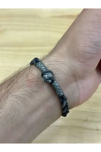 925 Ayar Gümüş Oksitli Kazaz El Yapımı Opal Taşlı Bileklik