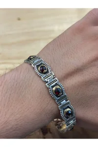925 Ayar Gümüş Ay Yıldız Opal Taşlı Bileklik