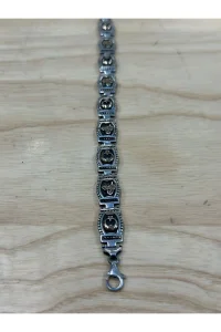 925 Ayar Gümüş Osmanlı Tuğra Ay Yıldız Motifli Opal Taşlı Erkek Bileklik
