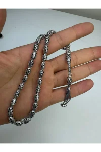 925 Ayar Gümüş Oksitli Fizyon Kapsül Kesim Tesbih El Yapımı Koleksiyonluk
