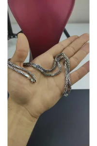 925 Ayar Gümüş Kral Zincir Kolye El İşçiliği
