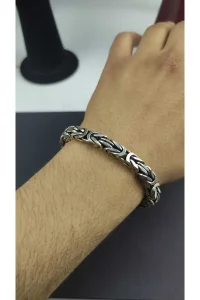 925 Ayar Gümüş Kral Zincir Bileklik El İşçiliği