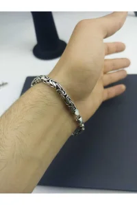 925 Ayar Gümüş Kral Zincir Bileklik El İşçiliği