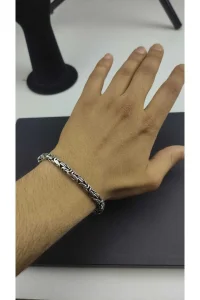 925 Ayar Gümüş Kral Zincir Bileklik El İşçiliği