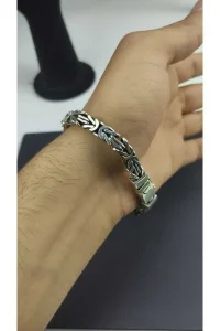 925 Ayar Gümüş Kral Zincir Bileklik El İşçiliği