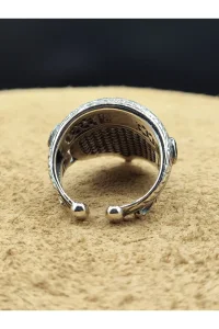 Erkek Gümüş Yüzük Siyah Zirkon Taşlı Ayarlanabilir 925 Ayar