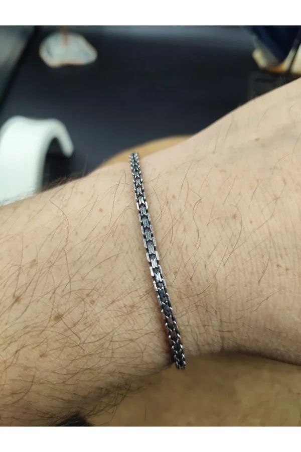 925 Ayar Gümüş Bileklik Kutu Zincir Model 21 cm 7 Gram