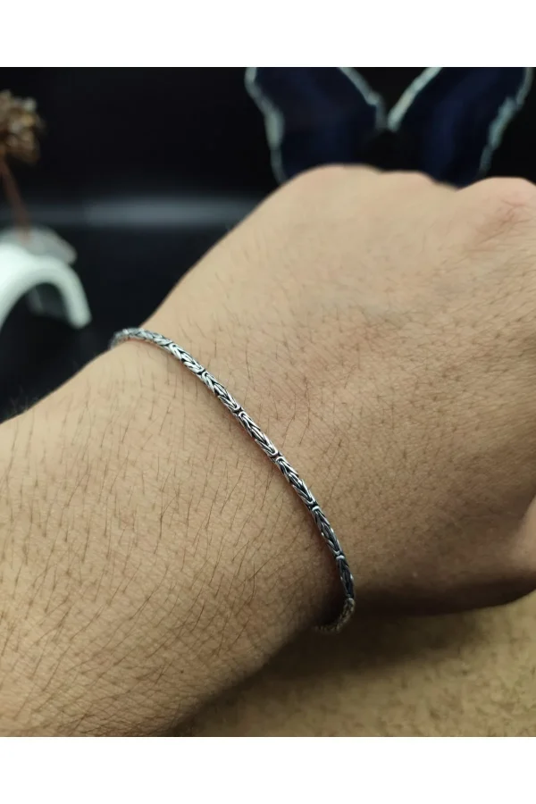 925 Ayar Gümüş Bileklik Kral Zincir Model Sade 20 cm 4,5 Gram