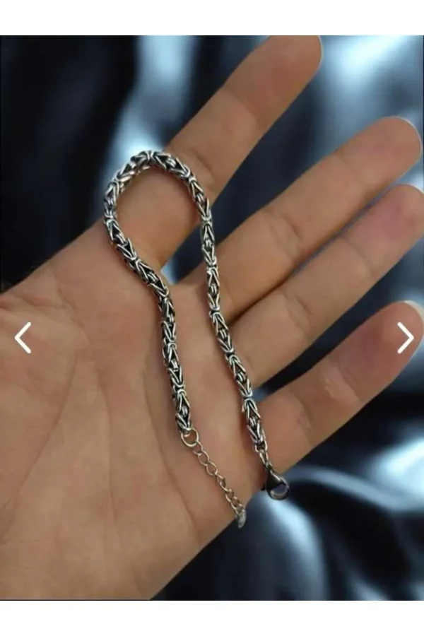 925 Ayar Gümüş Kral Zincir El Yapımı Erkek Bileklik 3.8mm