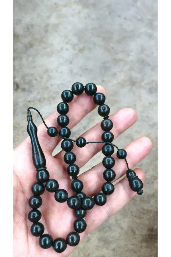 Abanoz Tesbih Küre Kesim Sistemli Model 10x10 mm - 30 cm