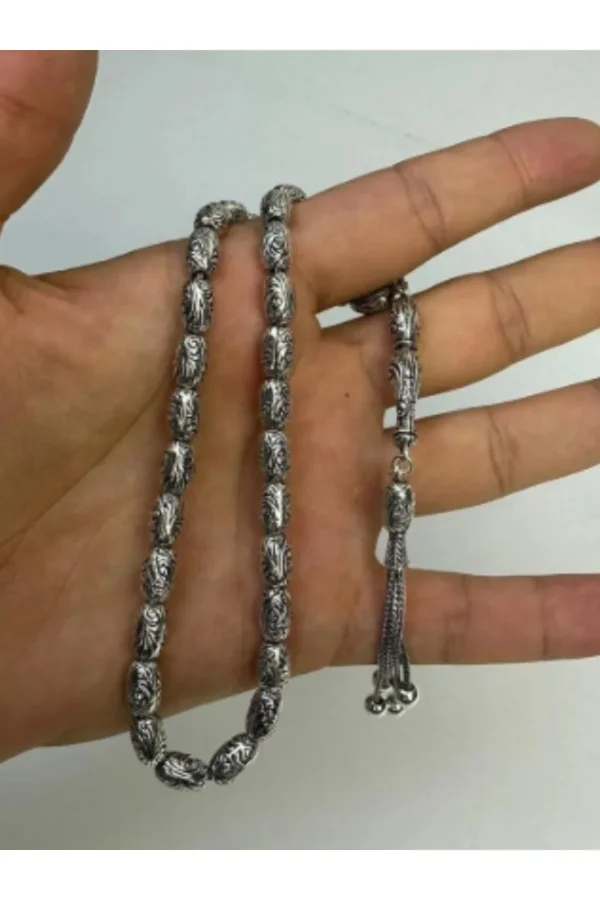 925 Ayar Gümüş El Kalemli Fizyon Kapsül Kesim Tesbih El Yapımı