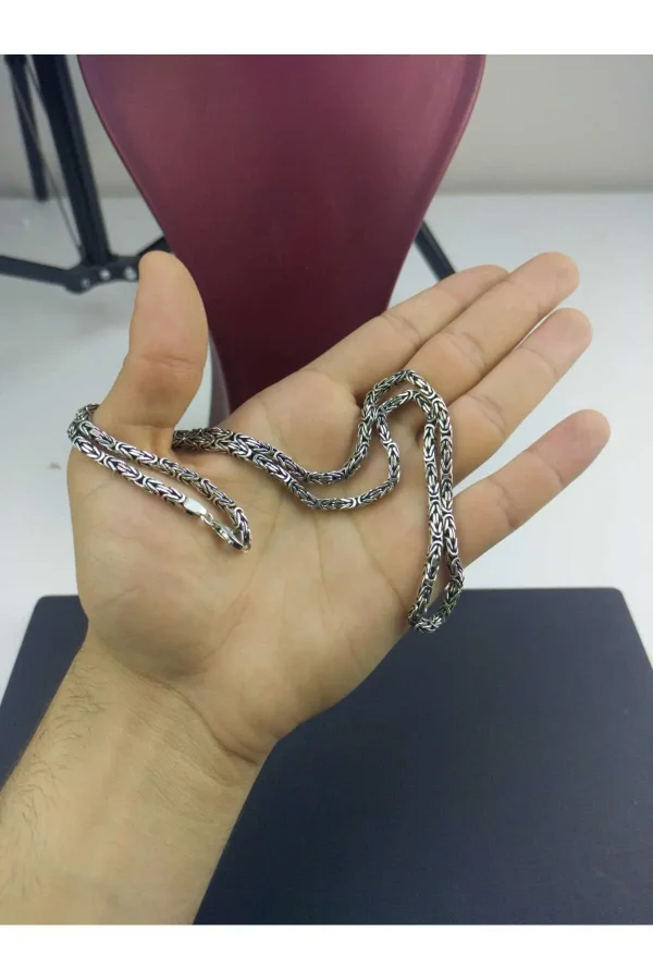 925 Ayar Gümüş Kral Zincir Kolye El İşçiliği