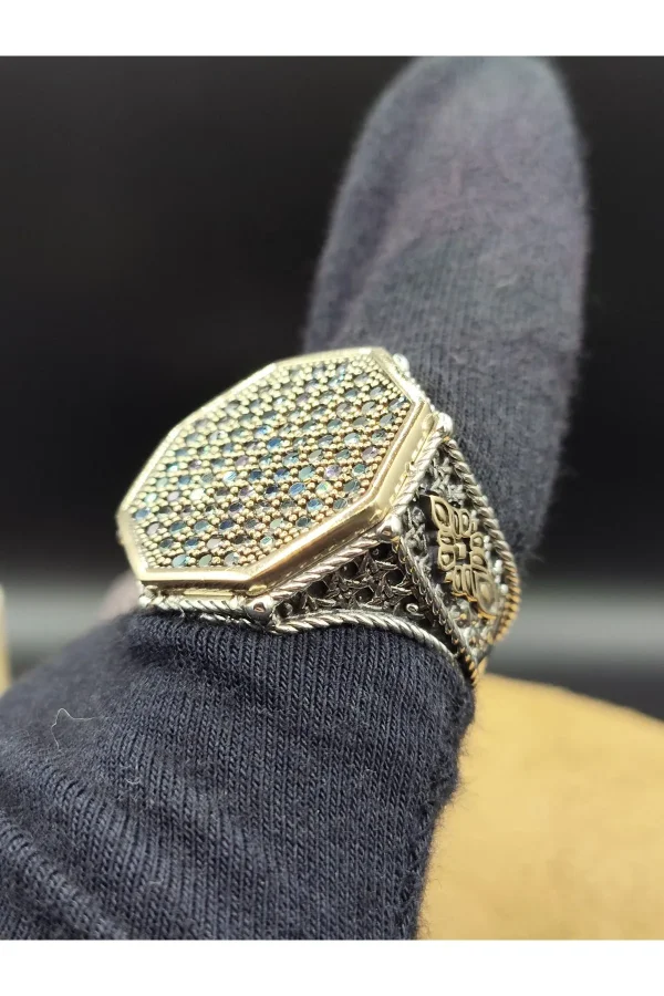 925 Ayar Gümüş 18 Gram Siyah Zirkon Taşlı Erkek Yüzük Özel Tasarım